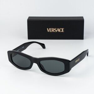 Versace Men Sunglasses Black Dark Grey Rectangle VE4487 GB1/87 NEW AUTHENTIC